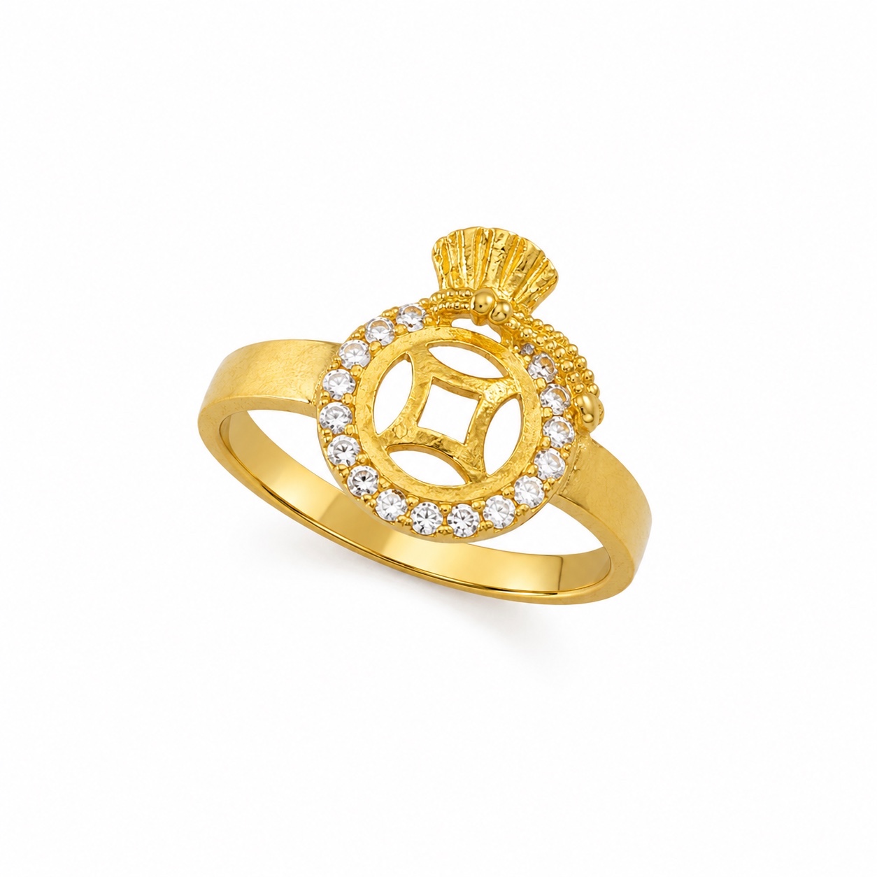 Nhẫn đá vương miện vàng 24K